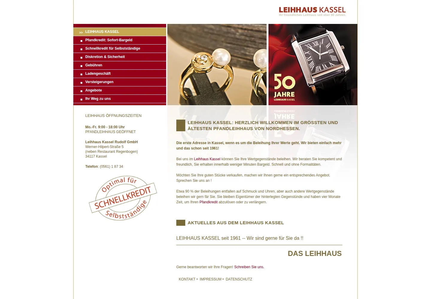Alte Website leihhaus-kassel.de